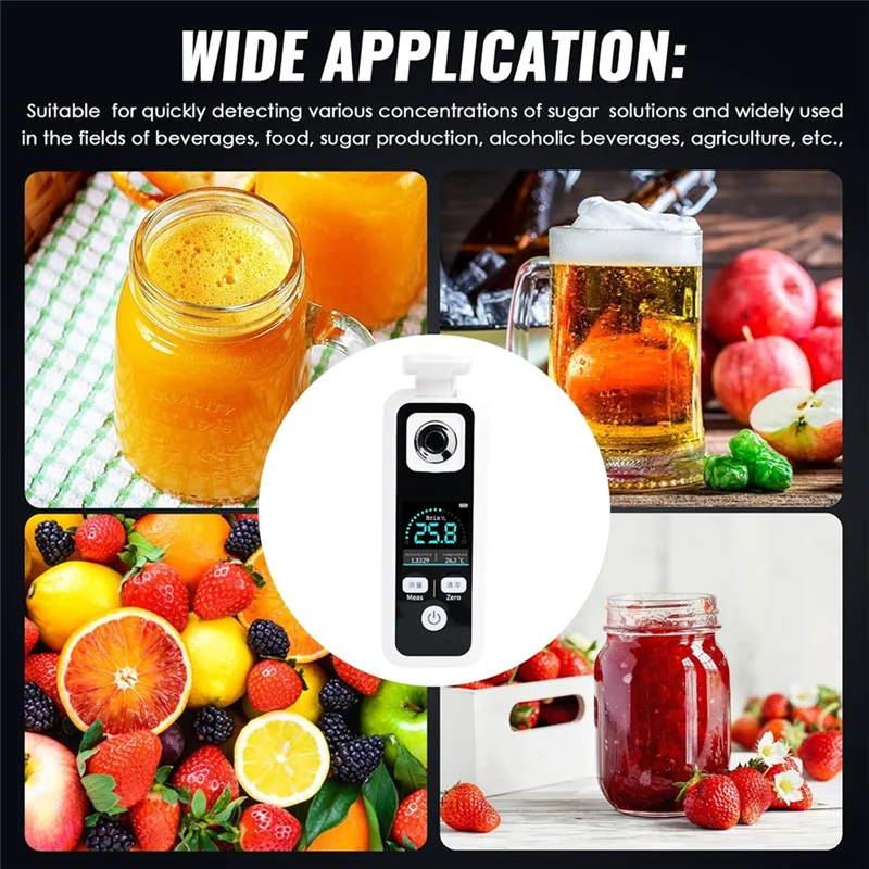 

ABVA-цифровой перезаряжаемый сахарный рефрактометр, 0–55% метр с ATC для точного анализа содержания сахара в соке, вина