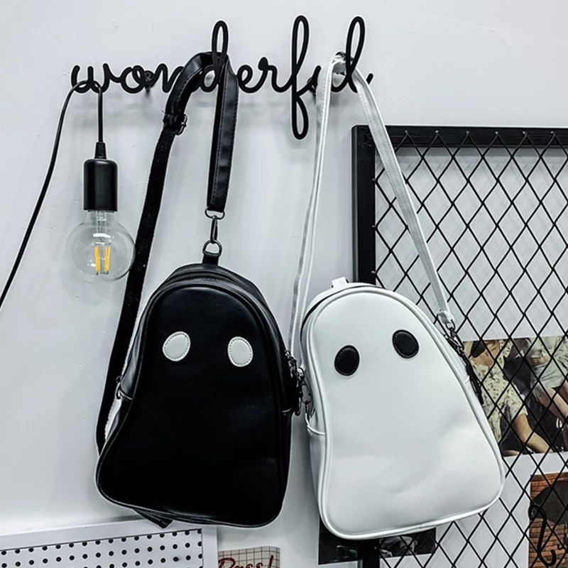 Halloween Cartoon Ghost Pu Leather Shoulder Crossbody Bags For Female Tote Women Girls Crossbody Bags With Long Detachable Strap