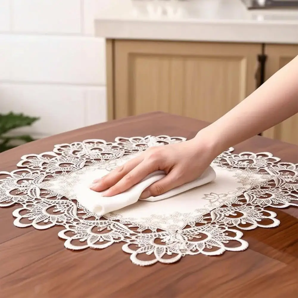 Elegant Square Lace Nightstand Cover, Vintage Side Table Protector, Waterproof Heat-Resistant Mat For Bedside Coffee Table