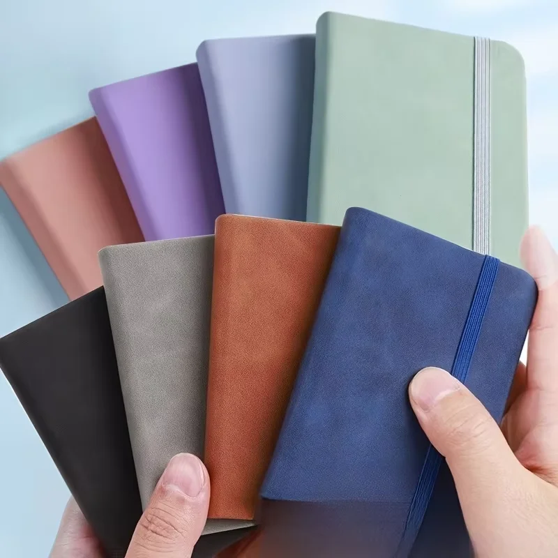 Mini A7 Portable Notebook with Pocket Thickened Leather Surface Waterproof Skin-like Texture Compact Personal Diary