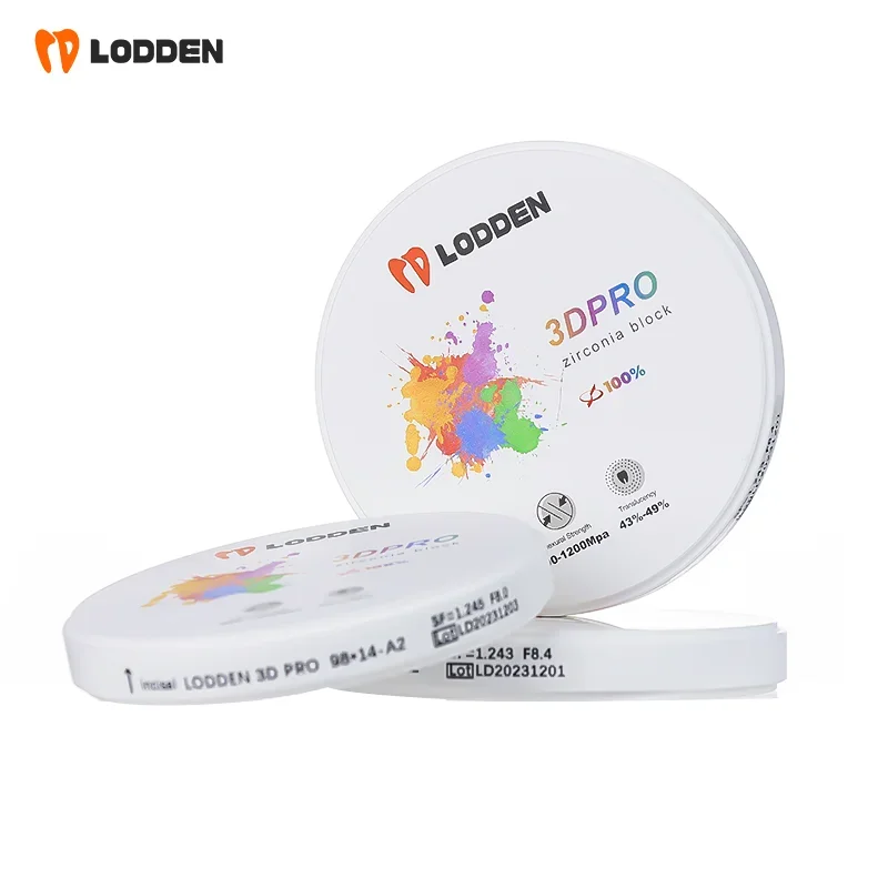 LODDEN Dental Lab Zirconia Block 3D PRO disco multistrato in Zirconia 98mm sistema aperto materiale dentista Vita 16 colori per CAD/CAM