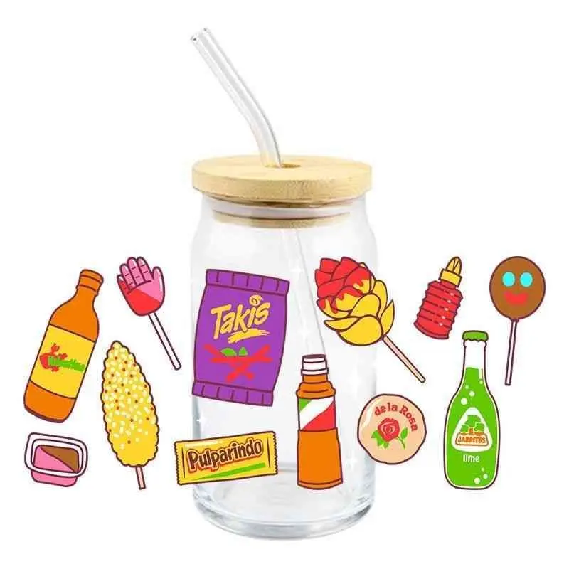 UV DTF Transfer Wraps Stickers Snack Design 3D Colorful Decals Waterproof DIY Wraps For 16oz Glasses Bottles Simple To Use - Image 2