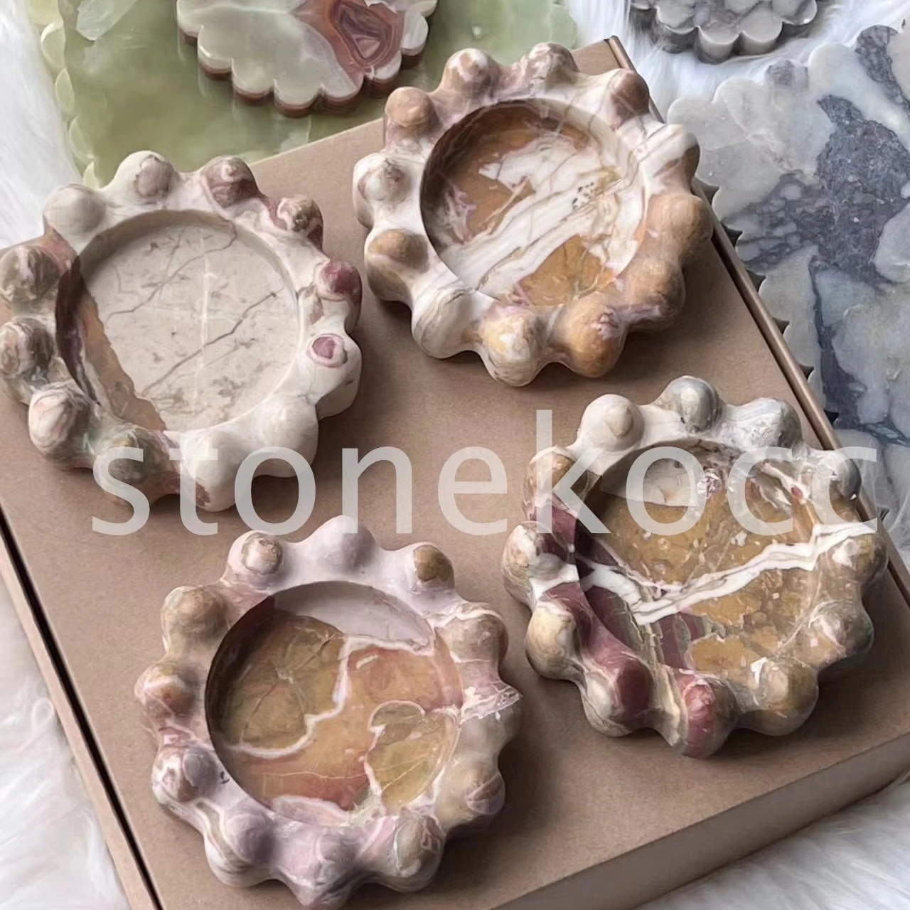 Scalloped jewelry perfume tray Calacatta violet Tray Serving Cachall Marble Tray Luxury Stone Dish