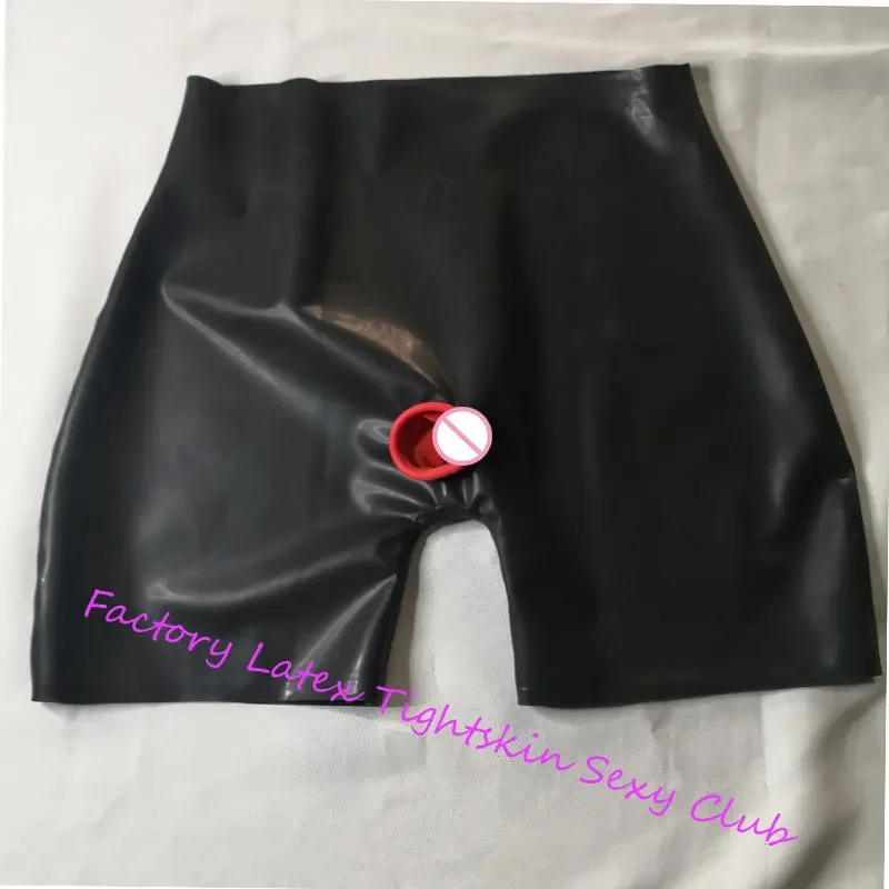 Latex Rubber Fetish Men Shorts with Front Zipper and Back Hole Underpants Handmade