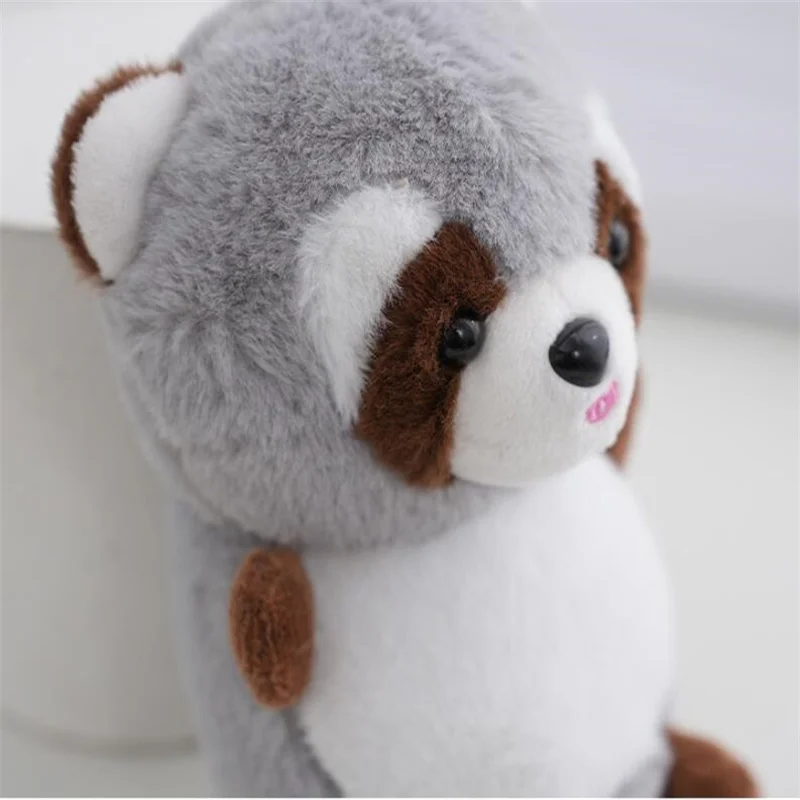 الكرتون أفخم طويل الذيل الراكون دمية محشوة مفتاح سلسلة ظهره الحيوان قلادة مخزن انتزاع دمية لفتاة هدية 20 سنتيمتر