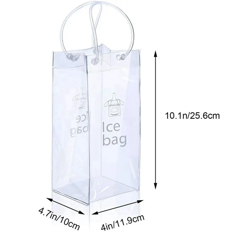 AB11-Ice Wine Bag Portable Collapsible Clear Wine Pouch Cooler With Handle For Party,Outdoor,Champagne,Cold Beer,4Pack
