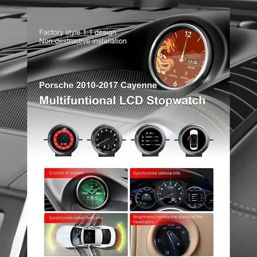 Android Screen Central Console Panel HU Car Interior Upgrade Kit For Porsche Cayenne 2010-2017 Carplay GPS Multifuntional LCD