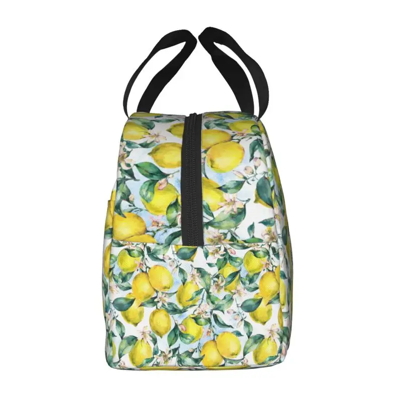 Bolsa de almuerzo con aislamiento de limón para mujer y niño, fiambrera térmica impermeable, contenedor de alimentos, bolsas de mano, fruta Tropical, Verano