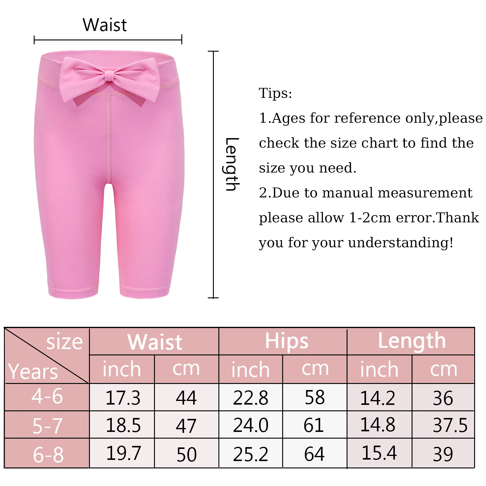 2-Pack Girls' High Waist Play Shorts - Quick-Dry Nylon-Spandex Yoga Dance Bow Detail Anti-Ride Hem Clearance Deal image 6