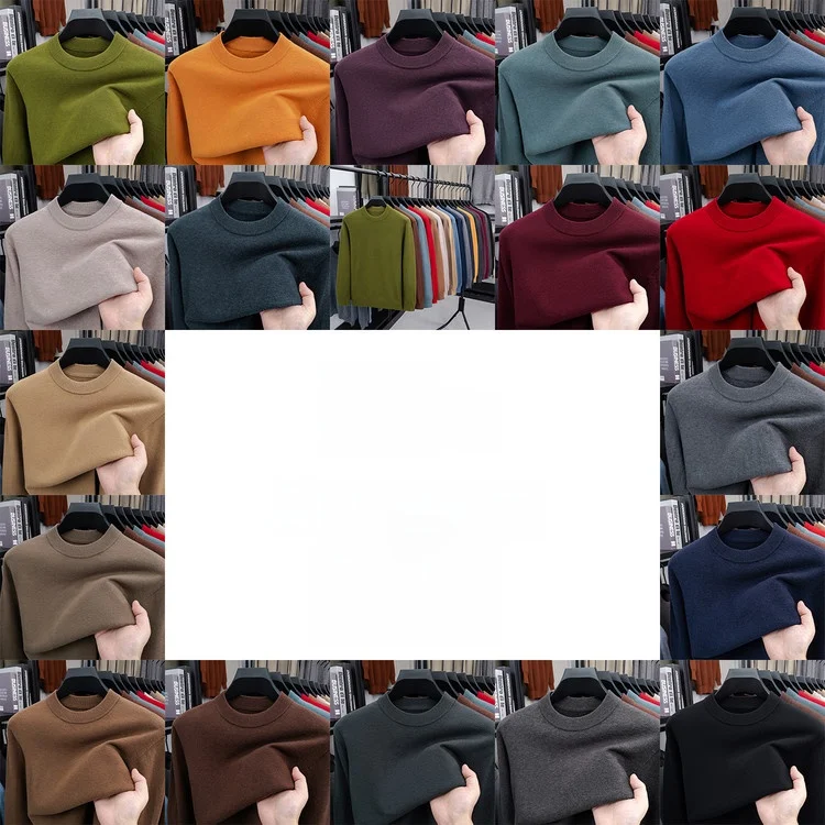 

Men's f-High Collar Knitted Sweater Pure Color Knitwear Base Layer irt Inner Wear Autumn Winter New Sle Korean Trend