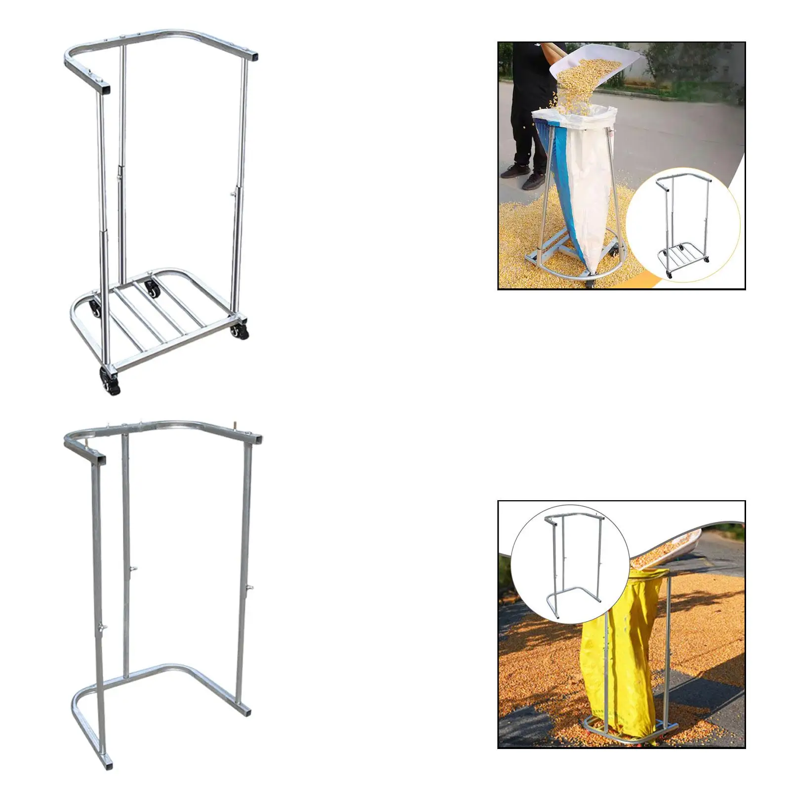 Steel Trash Bag Holder Rack Adjustable Outdoor Garden Waste Stand for Lawn Foliage Camping and Party Use