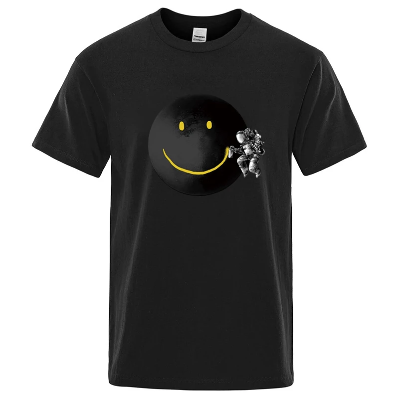 الصيف تي شيرت رجالي جودة عالية 100% القطن مضحك رائد فضاء الطباعة عادية فضفاض س الرقبة الرجال تي شيرتات قصيرة الاكمام الذكور المحملة القمم