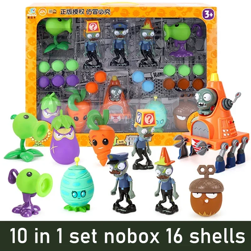 

New Plants Vs Zombies 2 Peashooter Mecha Roadblock Zombie Eggplant Ninja Toy Set 10pcs Soft Silicone Game Figures Model Boy Gift