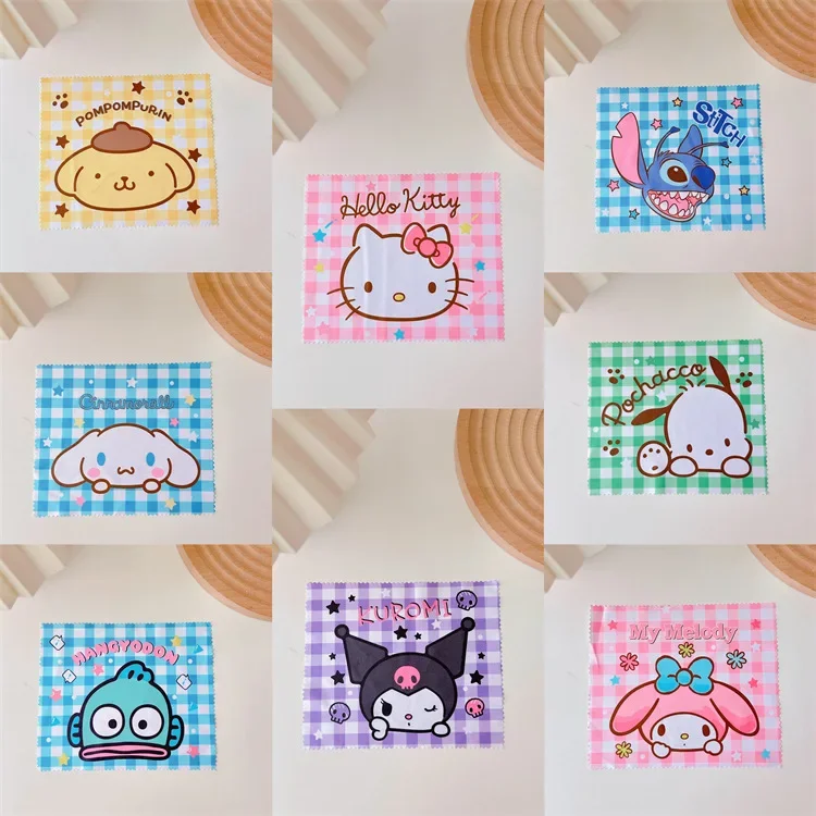 Sanrio Eyeglass Cleaning Cloths for Glasses, Cute Design Microfiber Cleaning Cloth,2 Pcs Soft Glasses Lenses Cleaner Wipe