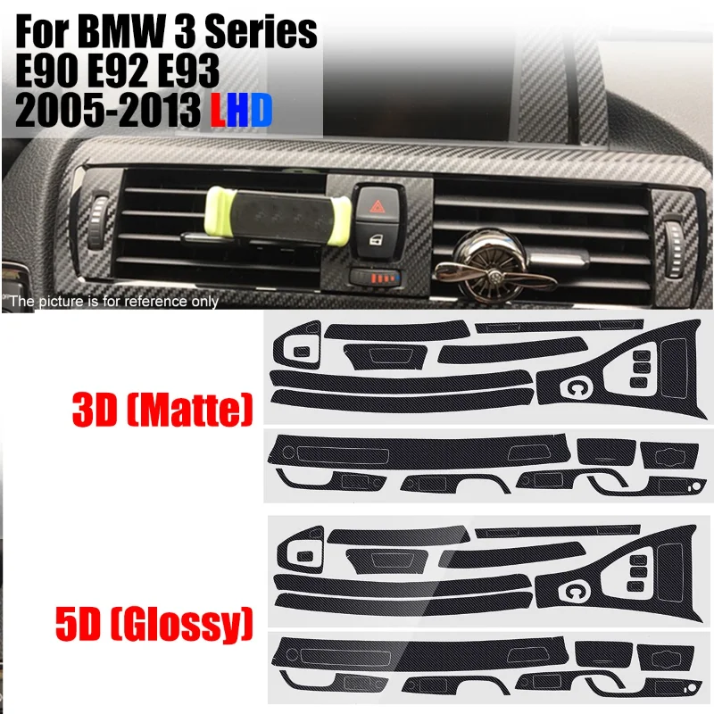 

Car Central Control Console Sticker Trim Carbon Fiber Interior For BMW 3 Series E90 E92 E93 2005-2013 LHD Auto Stickers