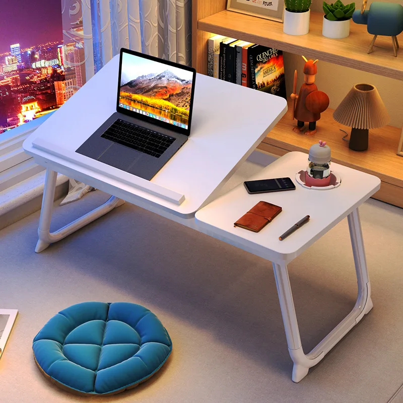 Folding Laptop Desk for Bed Portable Computer Tray for Sofa Table for Writing 4 Angles Adjustable Laptop Table with Cup Holder