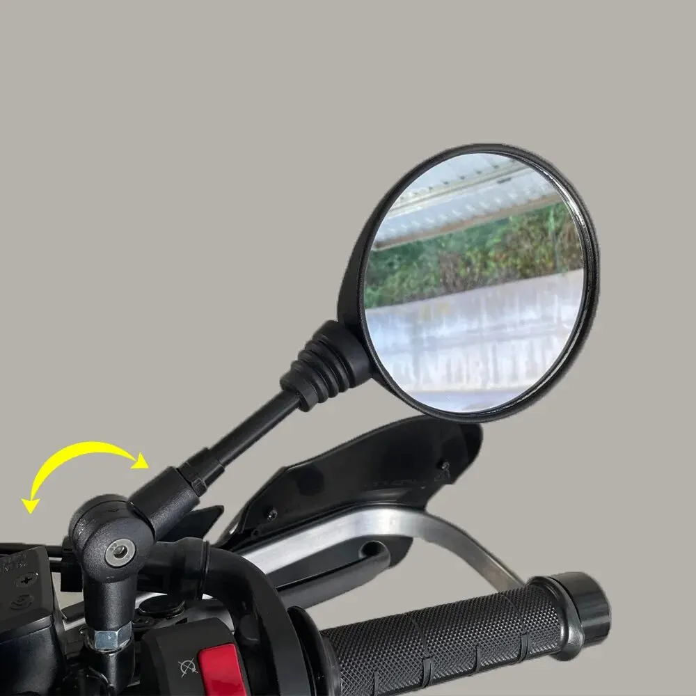 Motorcycle Mirror 10mm Side Mirror Black Aluminum Universal 360 Degree Adjustable Rotation Rearview Mirror Anti Fall Folding