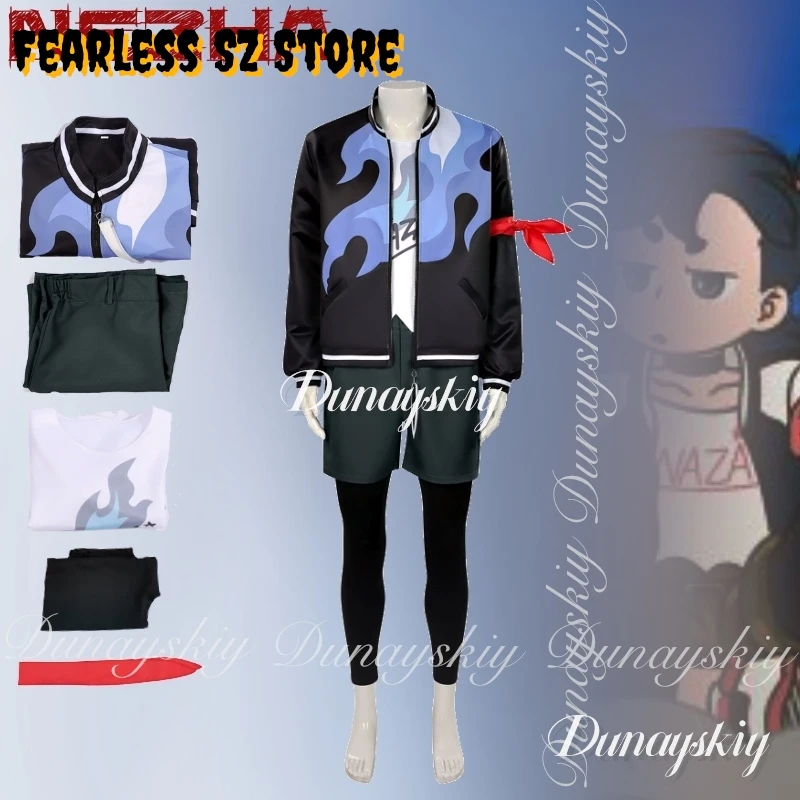 

The Legend of Hei II Аниме Nezha Косплей One Of Four Deities с бейсбольной курткой Шорты с черным париком Косплей 코스프레 Полный костюм