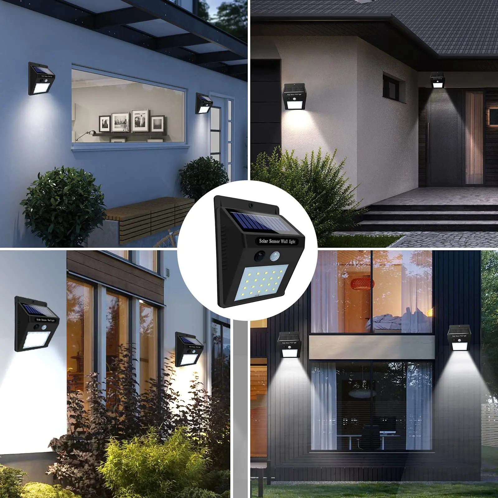 Imagem -05 - Outdoor Solar Powered Luzes Segurança Motion Sensor Luz Impermeável Exterior Parede Quintal Garagem 20led 4pack