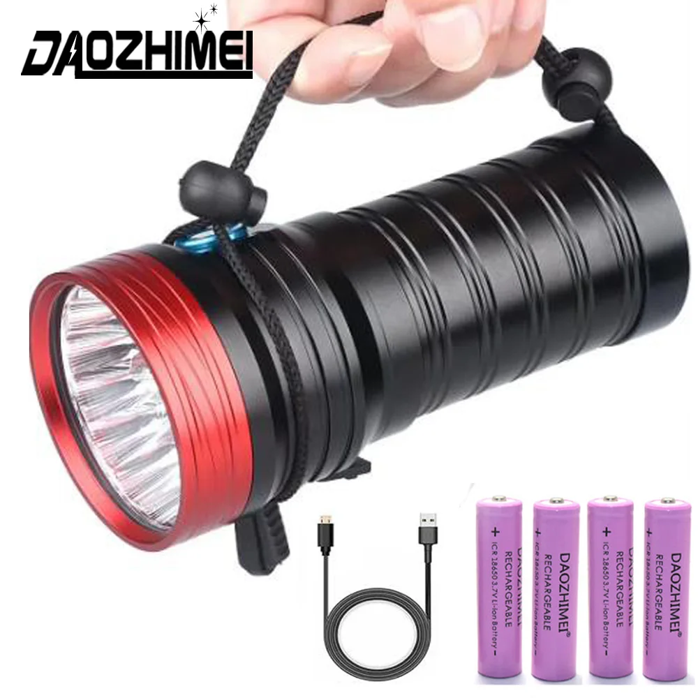 

Powerful LED Flashlight 18*T6 4 Modes USB Rechargeable Torch 18650 Waterproof Camping Hunting tactical torch