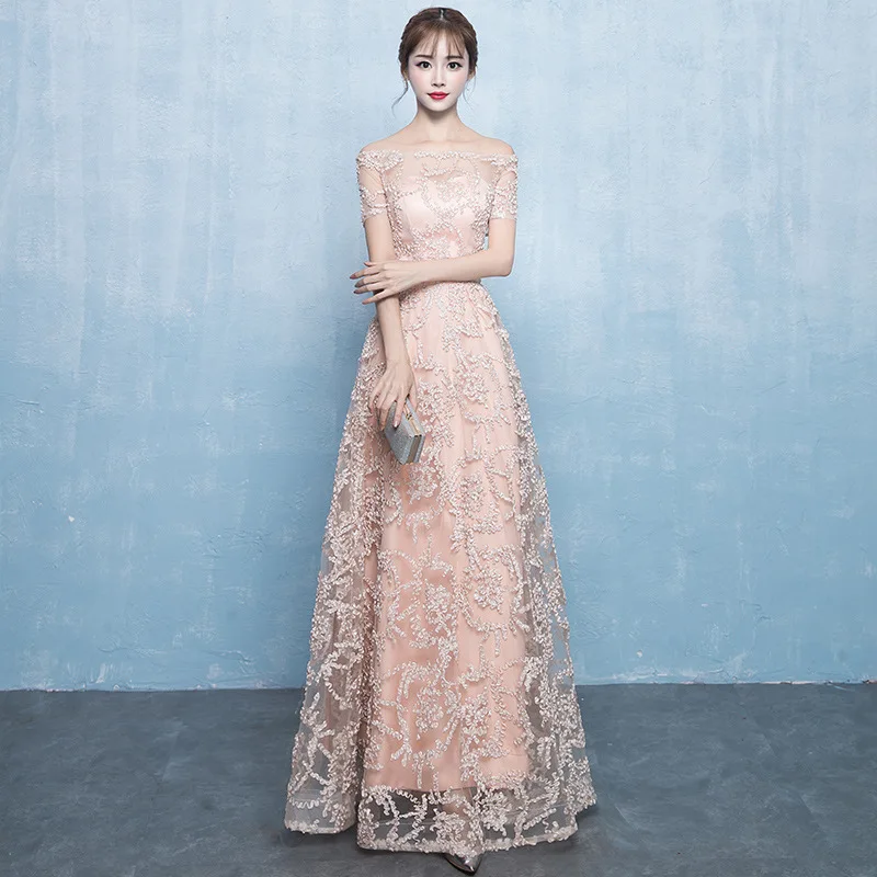 

ng Er Evening Gown One oulder Dr Fem Version ort Front Long Ba Maid of Dr Princ Skirt Sle Ktv Dr