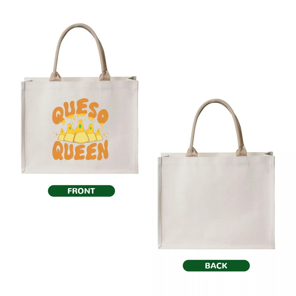 حقيبة Queso Queen Tote حقائب كبيرة الحجم قابلة للطي وقابلة لإعادة الاستخدام حقيبة سيدة