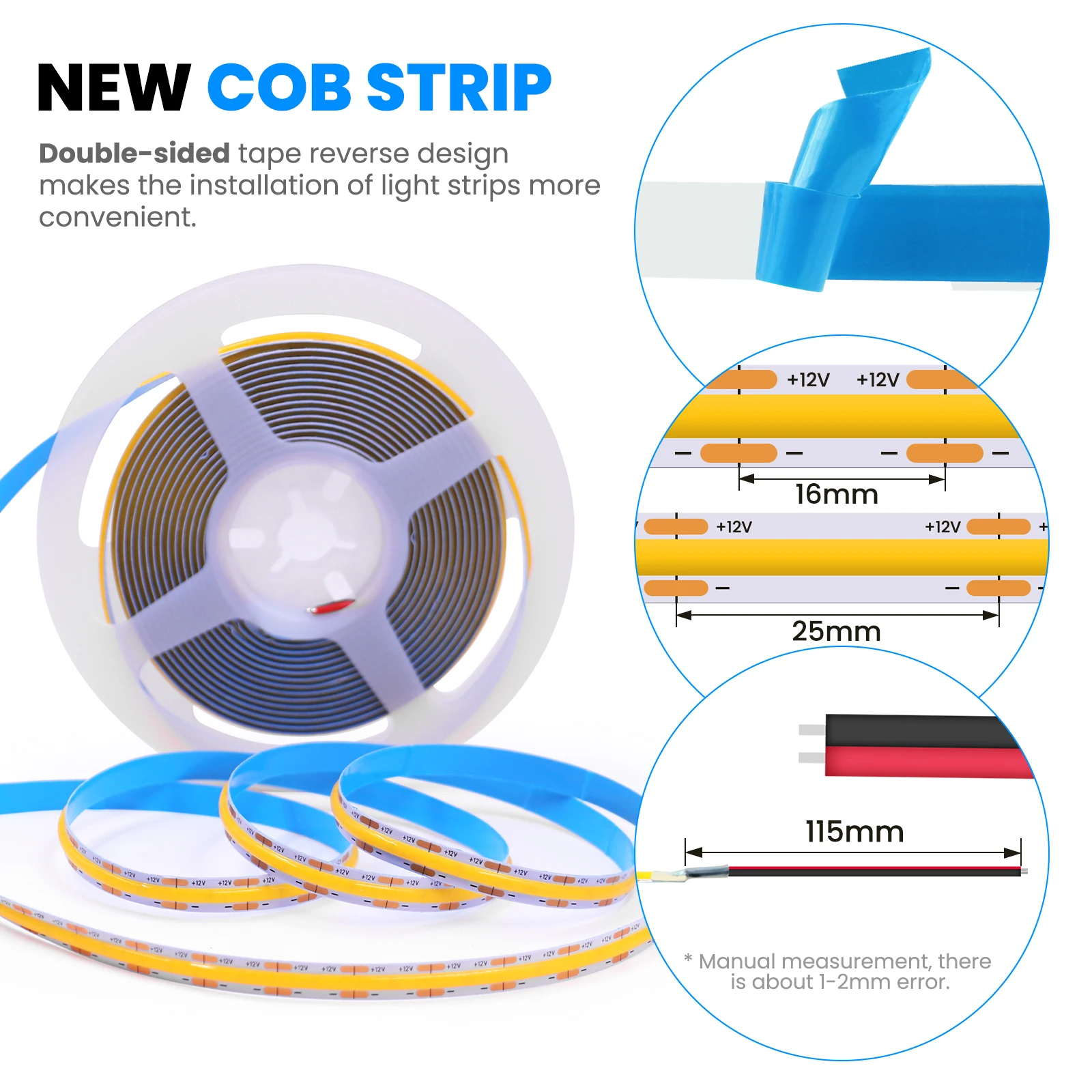 12V 24V COB LED Strip 320 480 528LEDs/M Ultra Thin 8MM Tape Light Bar 5M 10M Dimmable FOB Linear Lighting RA90 High Density lamp