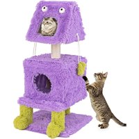 3-tier cat tree, 2 cat shelters, sisal scratching post, hanging toys, plush furniture for cats and kittens