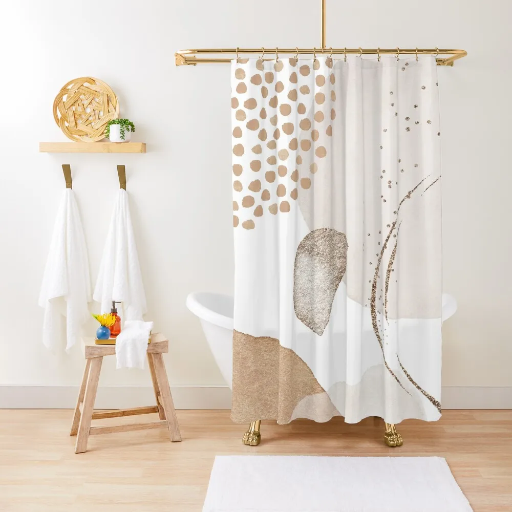 

Pink White Abstract Shower Curtain Bathtub Cover Toilet Accessories Bathroom Anti-Mold Waterproof Shower Curtain