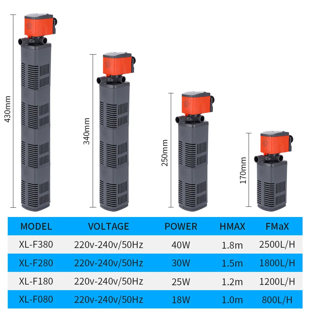 3 In 1 Aquarium Filter Fish Tank Filter Submersible For aquarium Multifunction Pump Air Oxygen Increase Aquarium Internal Filter