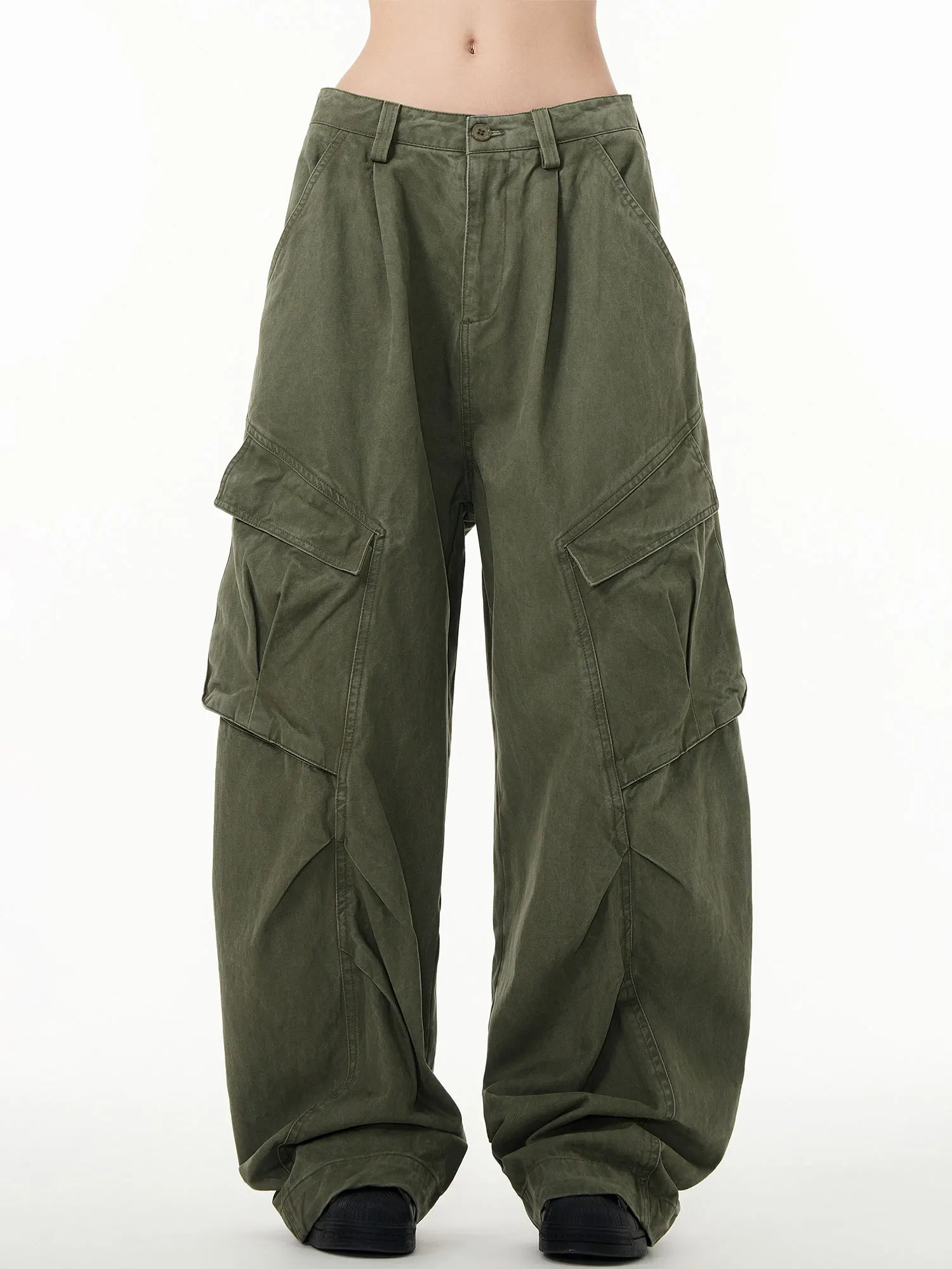 تصميم ريترو أمريكي فضفاض غير رسمي مطوي مستقيم أنبوب السراويل درا عمال بنطلون للنساء جينز واسع الساق l الخصر