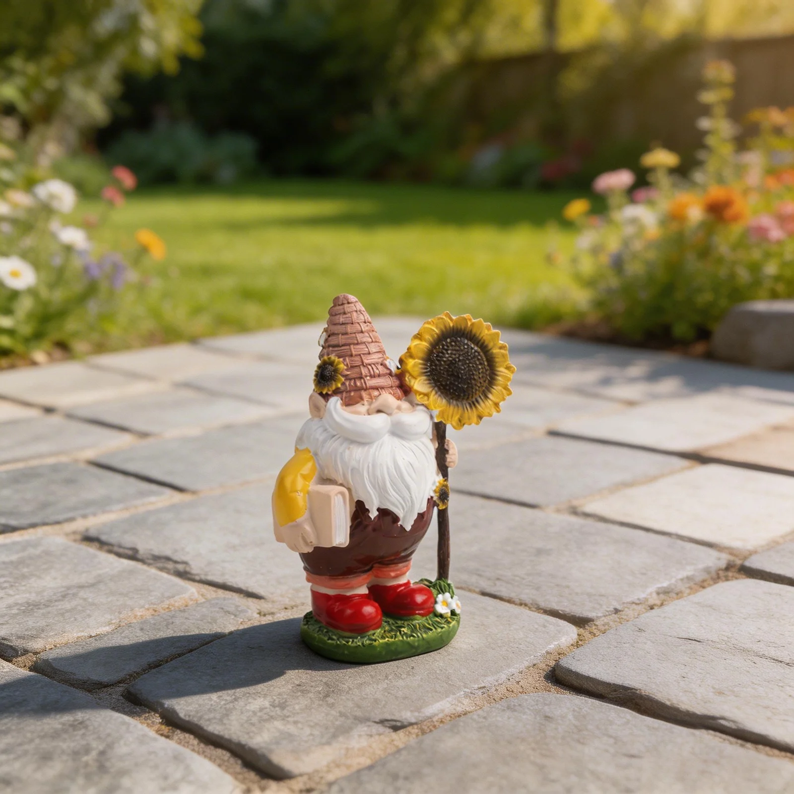 Outdoor Resin Garden Gnome Statue with Weatherproof Coating Hand Painted Design Suitable for Lawn Patio or Indoor Decoration