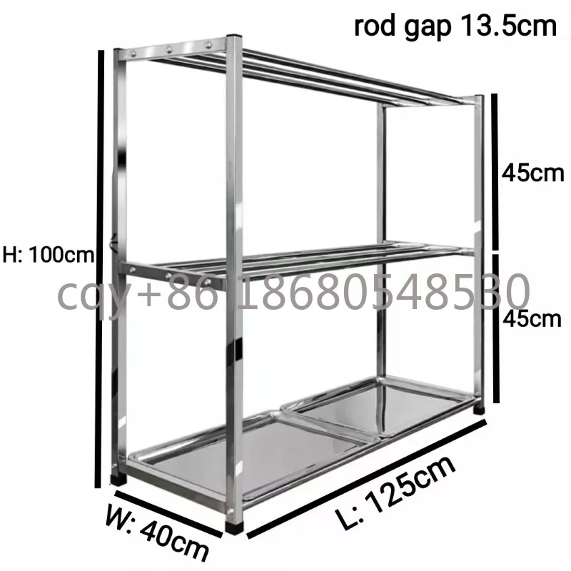 MK2 Stainless Steel Accessories Display Rack Meat Hanging Rack Frame Trolley Cart Metal Dry Goods Display Rack
