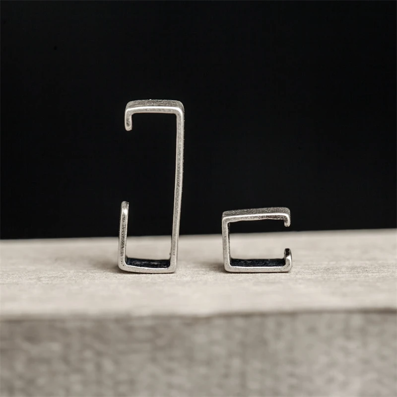 YIZIZAI Fashion 925 Sterling Silver Rectangle Ear Bone Clip Cuffs Earring For Women Men No Piercing Fake Cartilage Earrings Gift