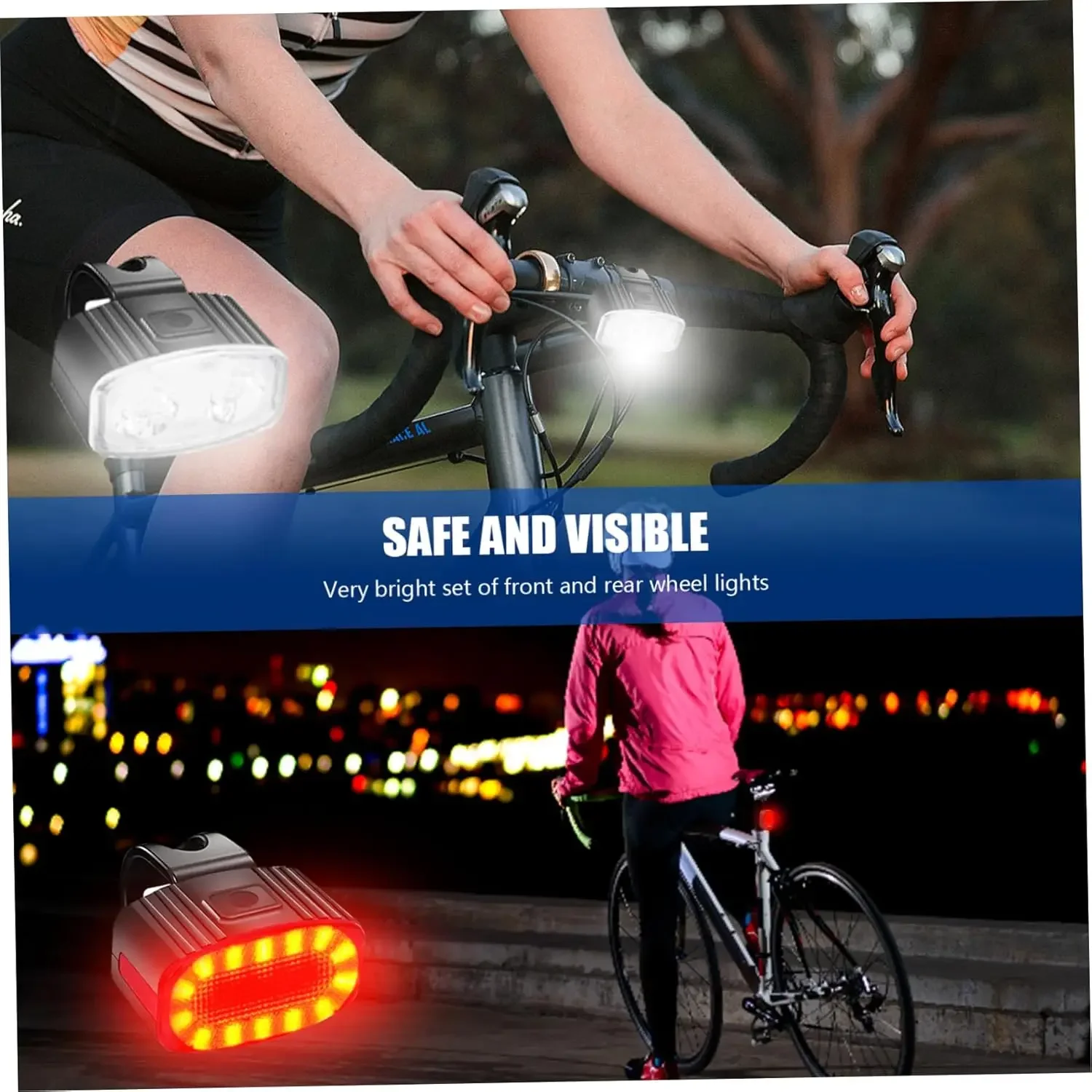 MTB Waterproof Taillight Bike USB Charge Headlight Light 6 Modes Cycling Bicycle Front Rear Light Set LED Lantern Bike Parts