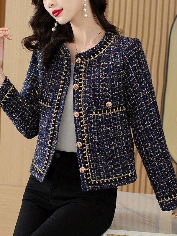 

High-End European Sle Tweed Jaet ort Casual Mom Faionable Open Cardigan Top for Women in Guangzhou Thirteenth Fac