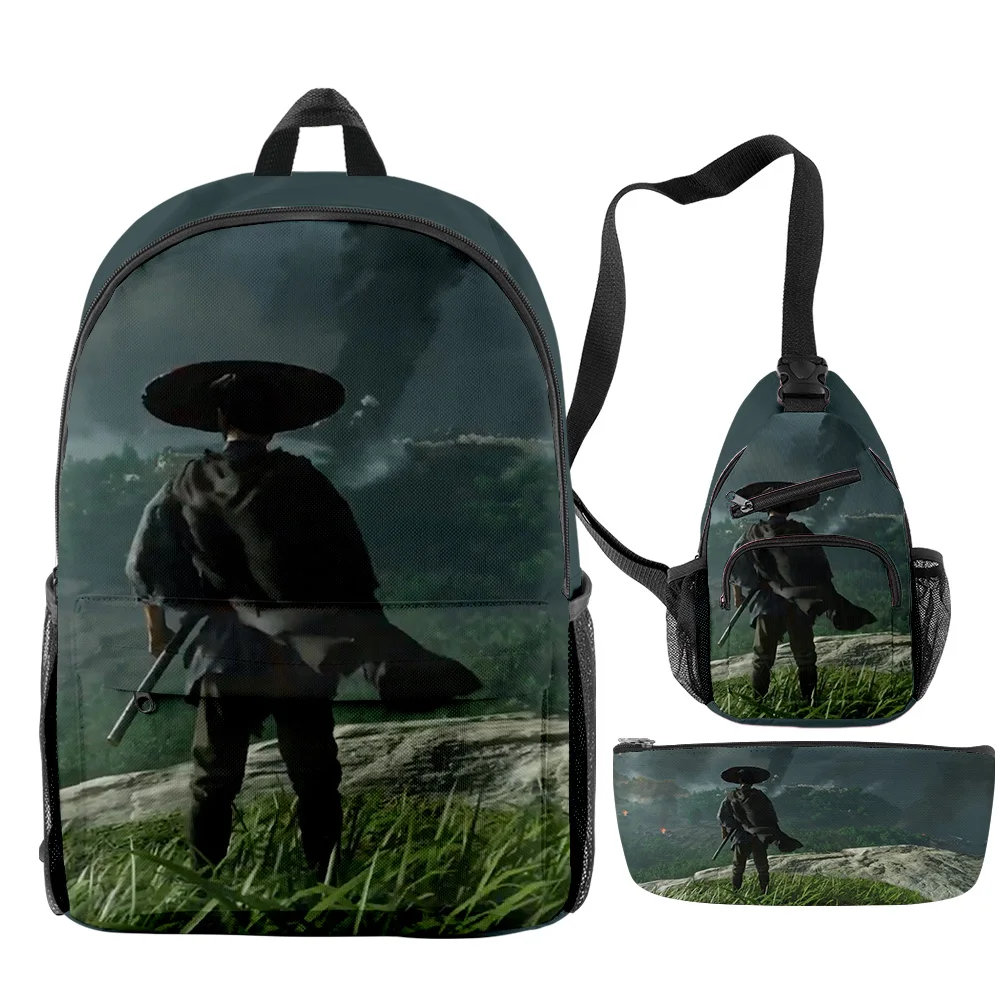 

Fashion Youthful Ghost of Tsushima Game 3pcs/Set Backpack 3D Print Bookbag Laptop Daypack Backpacks Chest Bags Pencil Case