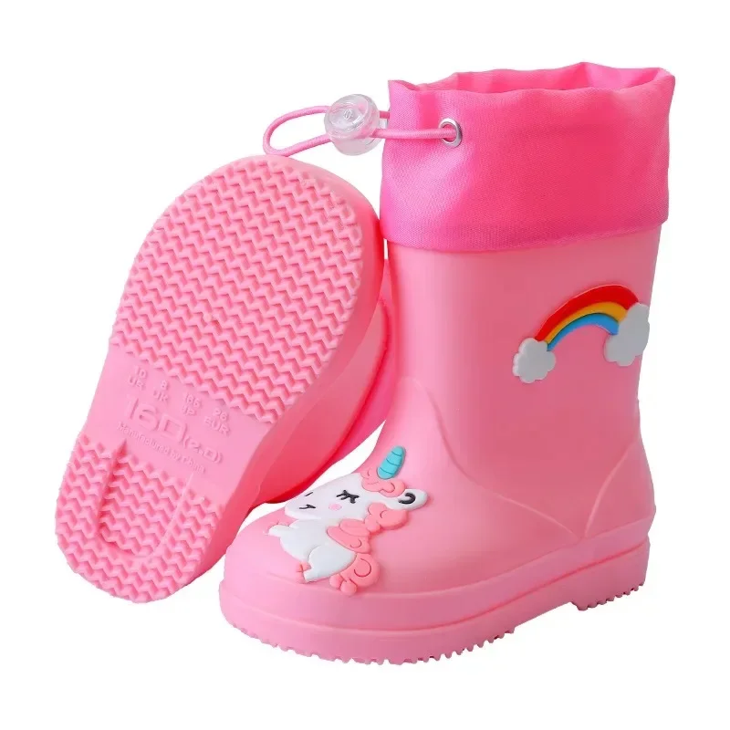 Children Rain Boots Baby Boys Girl PVC Non-slip Outdoor Cartoon Dinosaur Rain Boots for Kids Waterproof Shoes Water Boots Girl