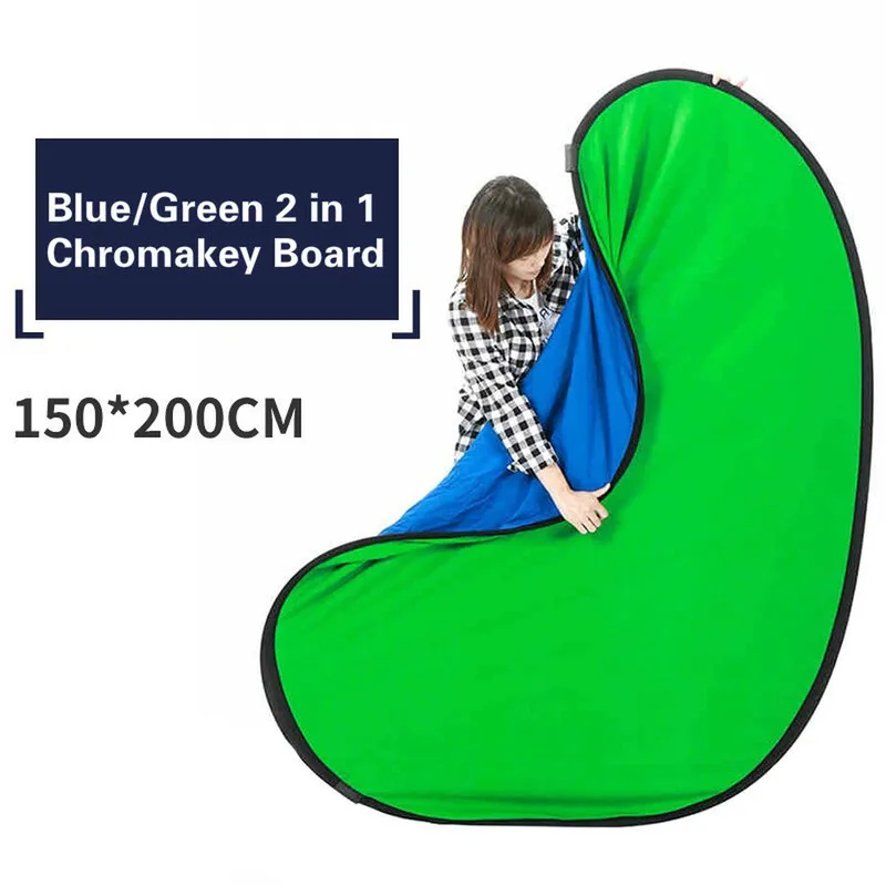 

Big Size Outdoor Portable Chromakey Backdrop Blue Green Screen Photo Background Photography Reflector Backdrops 150x200cm 2in1