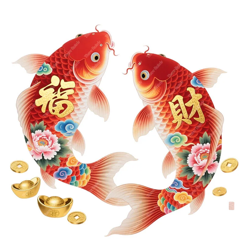 Three Ratels CEE154 Lucky Koi Art Wall Stickers for Home Decoration car decals