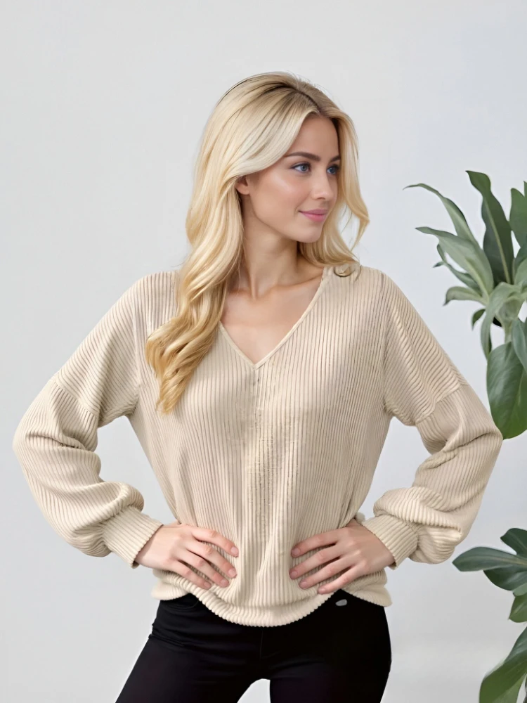 

2025 Autumn/winter Fashion Casual V-neck Long Sleeved Knitted Pullovers Elegant Knitwear Sexy Backless Lace Up Women's Top