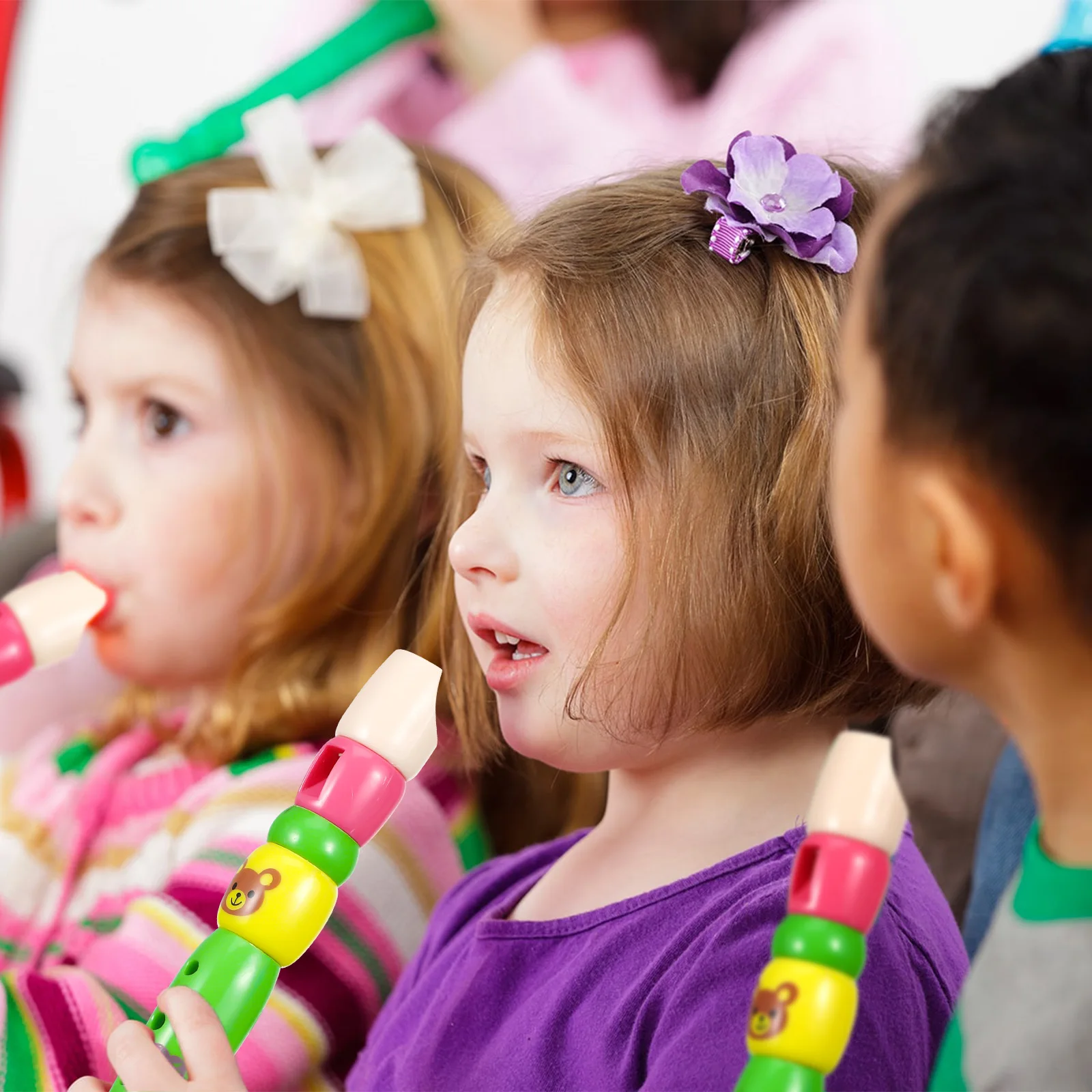 

2pcs Six-hole Recorder Kids Musical Instrument Premium Plastic Bright Color Cartoon Design Educational for Children Birthday