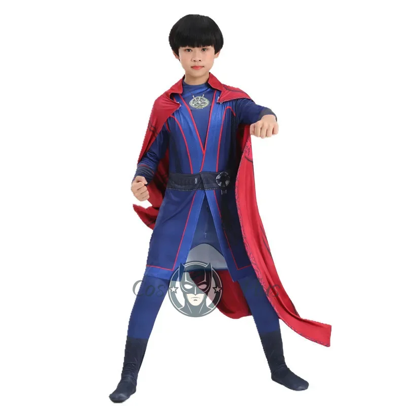 Kids Doctor Strange Cosplay Costume Party Superhero Cosplay Bodysuit Cloak Zentai Costume Jumpsuit Halloween Boys Children Girls