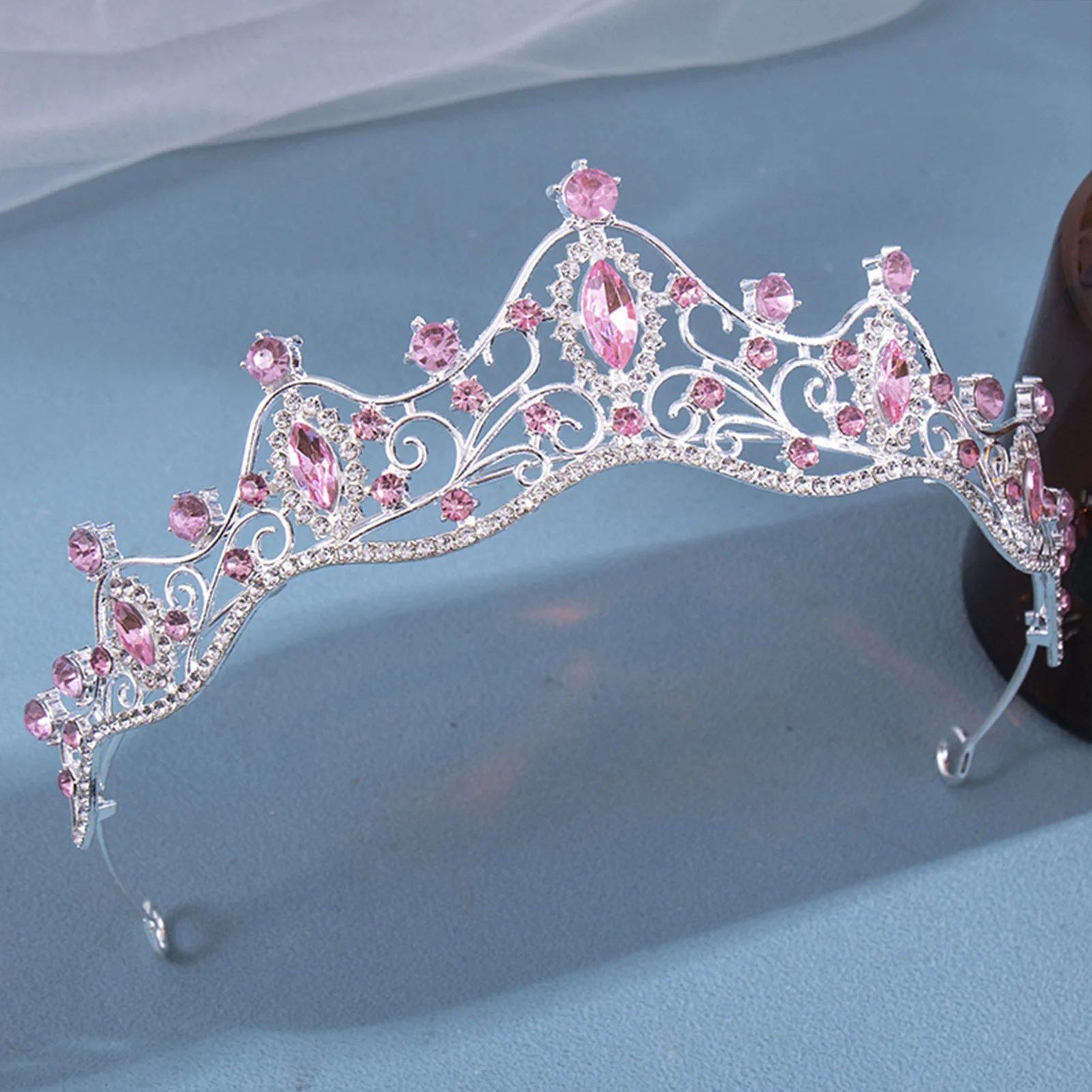 

Wedding Full Glittering Diamond Hollow Crown Sparkly Rhinestones Hair Adjustable Tiara for Bride Bridesmaid Princess Costume