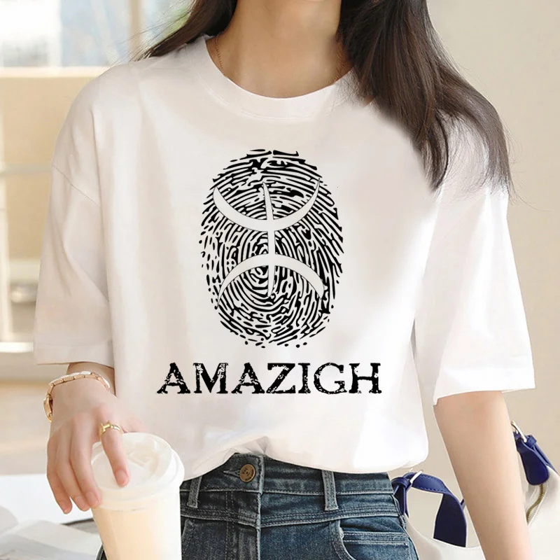 Amazigh t shirt women couple clothes Korea harajuku casual vintage crop top white t shirt aesthetic