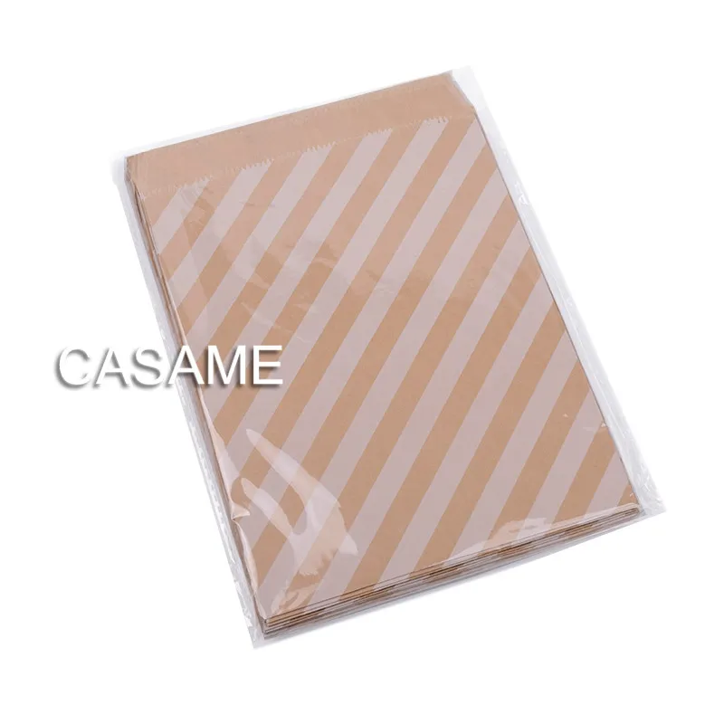 25Pcs 18x13cm Kraft Paper Biscuit Candy Bags Gift Packing Pouch Birthday Party Decoration Dessert Candy Bar Bag Snack Cookie Bag