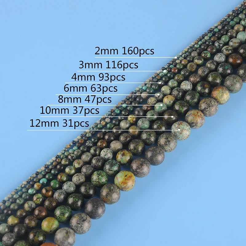 2/3/4/6/8/10mm Natural Stone African Turquoise Stone For Diy Jewelry Bracelet Necklace Making