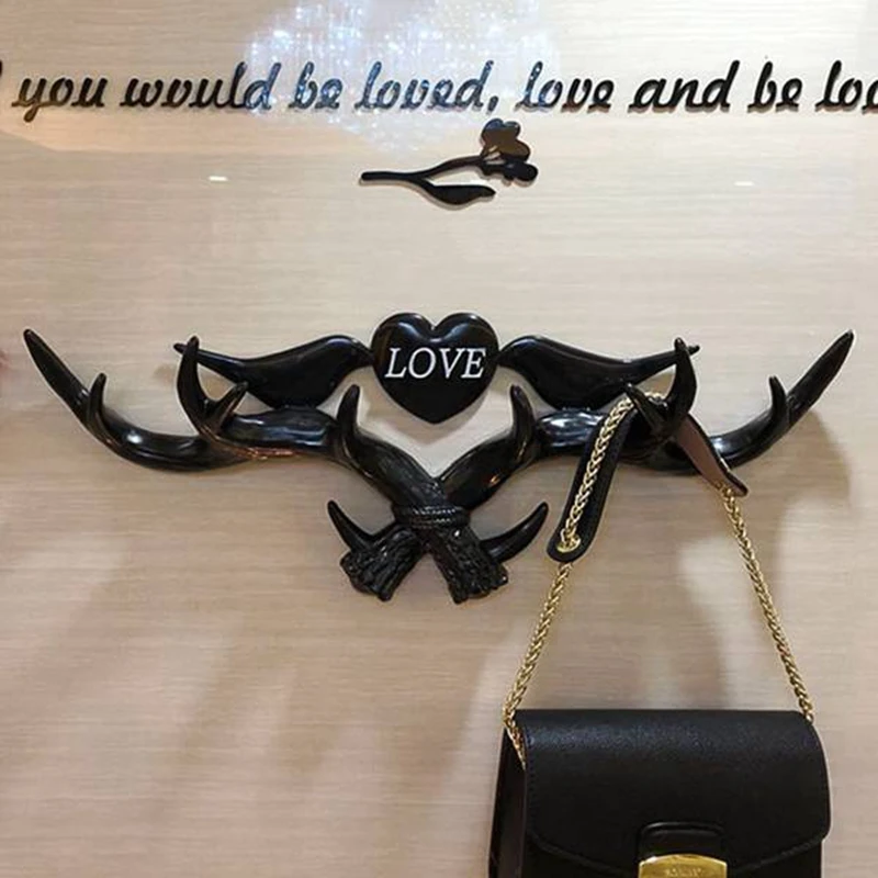 

Love Deer Hook, Clothes Hooks For Hanging Bags And Keys Without Punching Decorative Hooks, Black Easy To Use