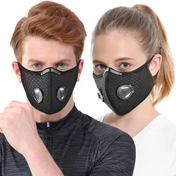 Reusable Washable Windproof Dust Mask with Breathing Valve and 5 Filter Chips for Cycling and Outdoor Activities