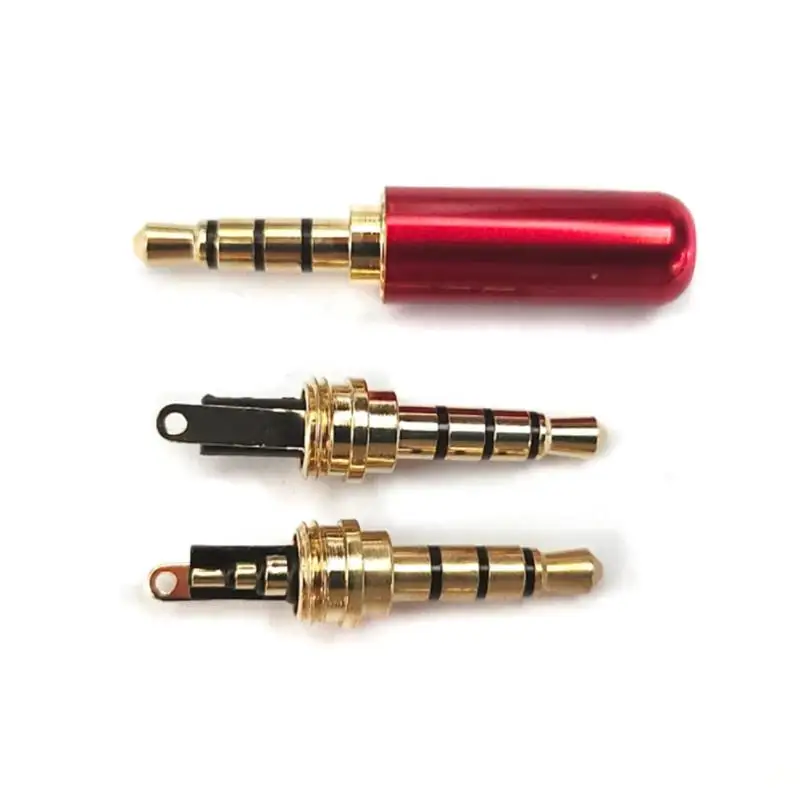 3.5mm Plug Four Pole Headphone Audio Connector 4-section Tail Computer Soldering Audio Head Soldering Multi Color Shell A6